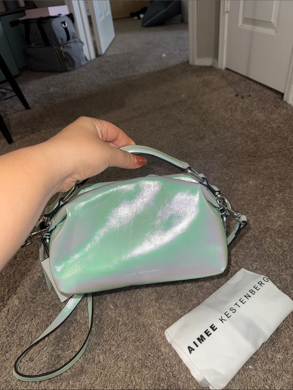 Aimee Kestenberg Iridescent Mint Green Crossbody Bag - Picture 5 of 5